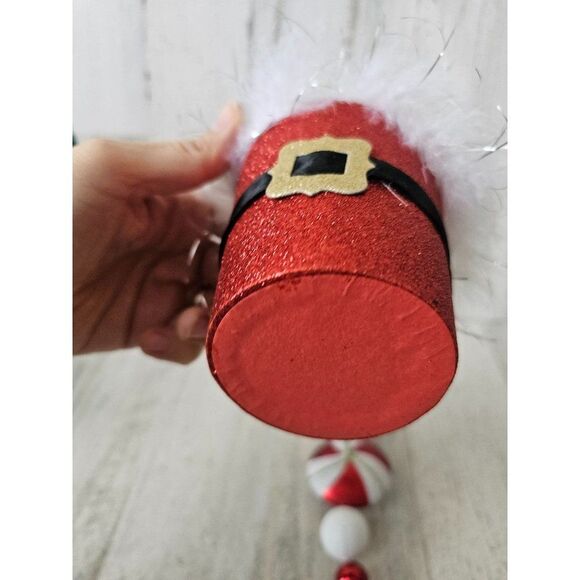 Santa bucket ornament feather glitter red ornament Xmas set tree - Picture 5 of 13